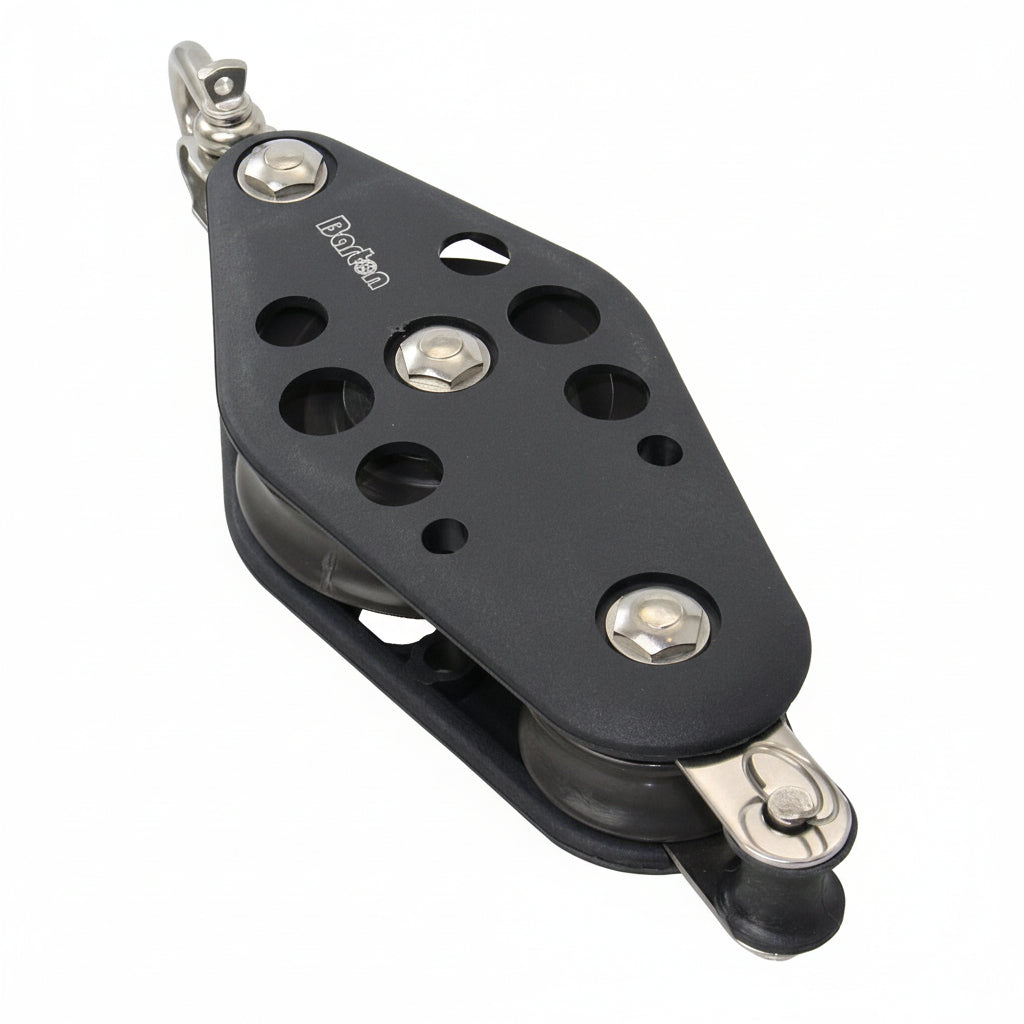 BARTON Violinblock Größe 6 kugelgelagert - Scheibe 70mm für Tau bis 12mm mit Umsteckschäkel