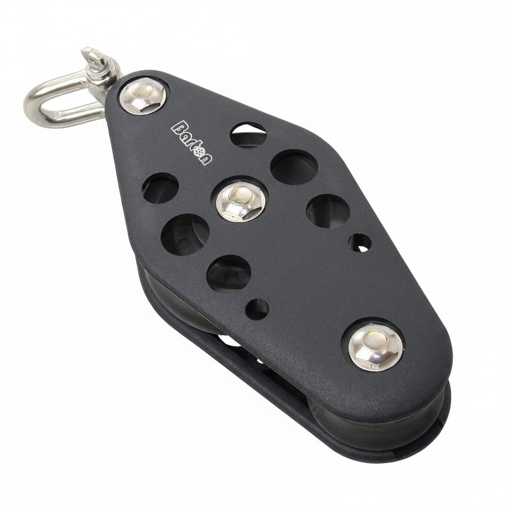 BARTON Violinblock Größe 5 kugelgelagert - Scheibe 64mm für Tau bis 12mm mit Wirbelschäkel