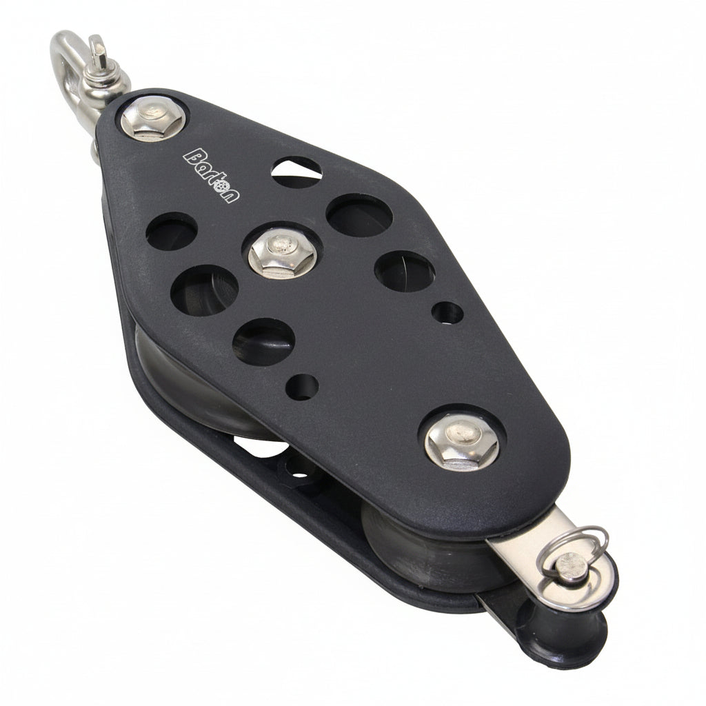 BARTON Violinblock Größe 5 kugelgelagert - Scheibe 64mm für Tau bis 12mm mit Wirbelschäkel