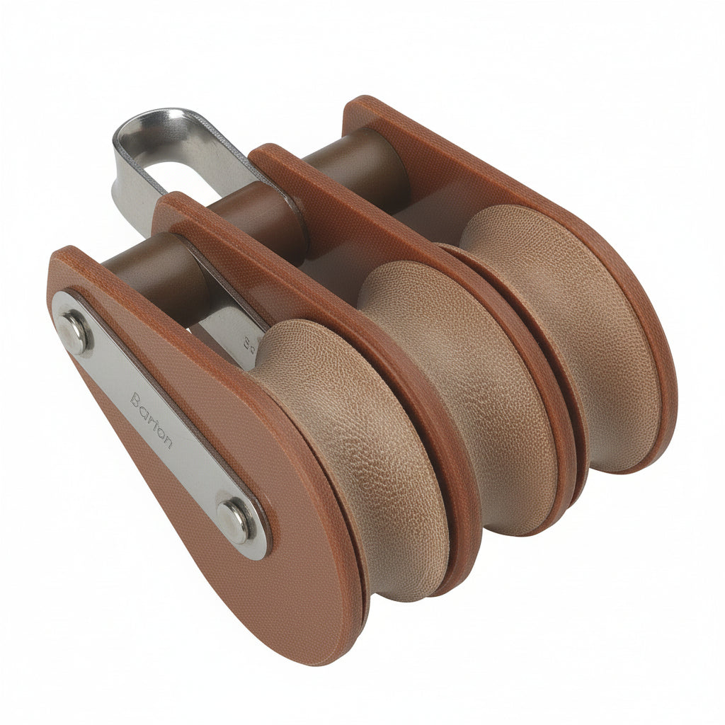 BARTON TUPHblox Dreifachblock mit festem Auge - Tufnol Segelblock 8mm ohne Unterbügel