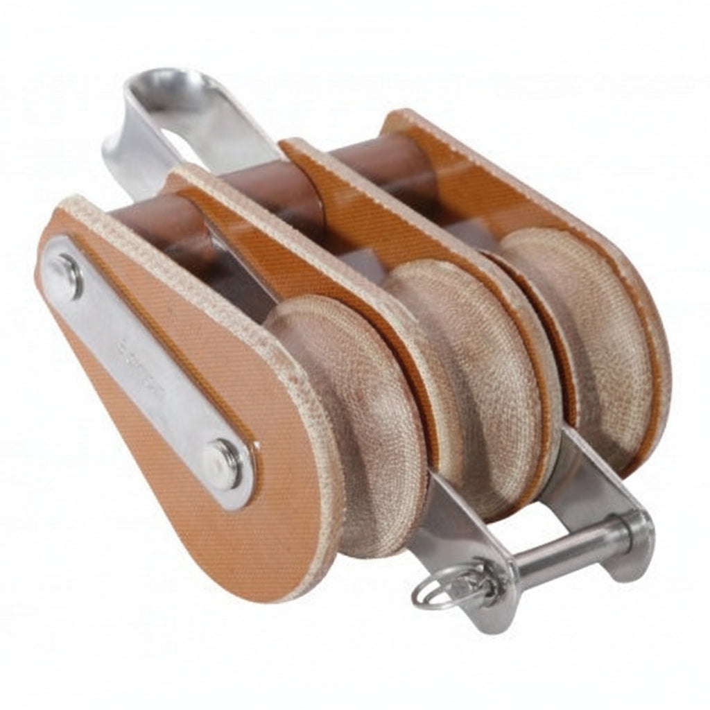 BARTON TUPHblox Dreifachblock mit festem Auge - Tufnol Segelblock 14mm mit Unterbügel