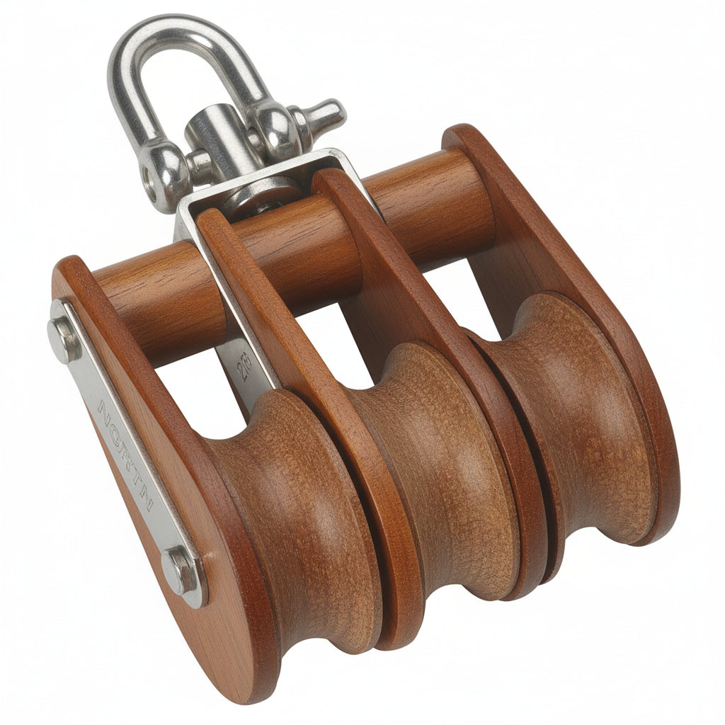 BARTON TUPHblox Dreifachblock mit Wirbelschäkel - Tufnol Segelblock 8mm ohne Unterbügel