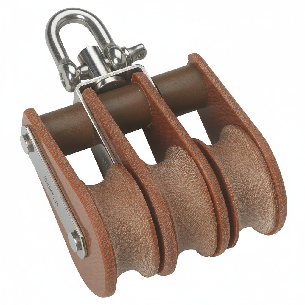 BARTON TUPHblox Dreifachblock mit Wirbelschäkel - Tufnol Segelblock 16mm ohne Unterbügel
