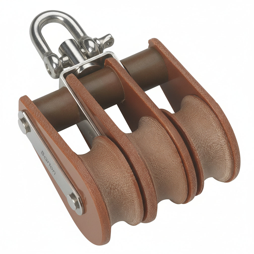 BARTON TUPHblox Dreifachblock mit Wirbelschäkel - Tufnol Segelblock 12mm ohne Unterbügel