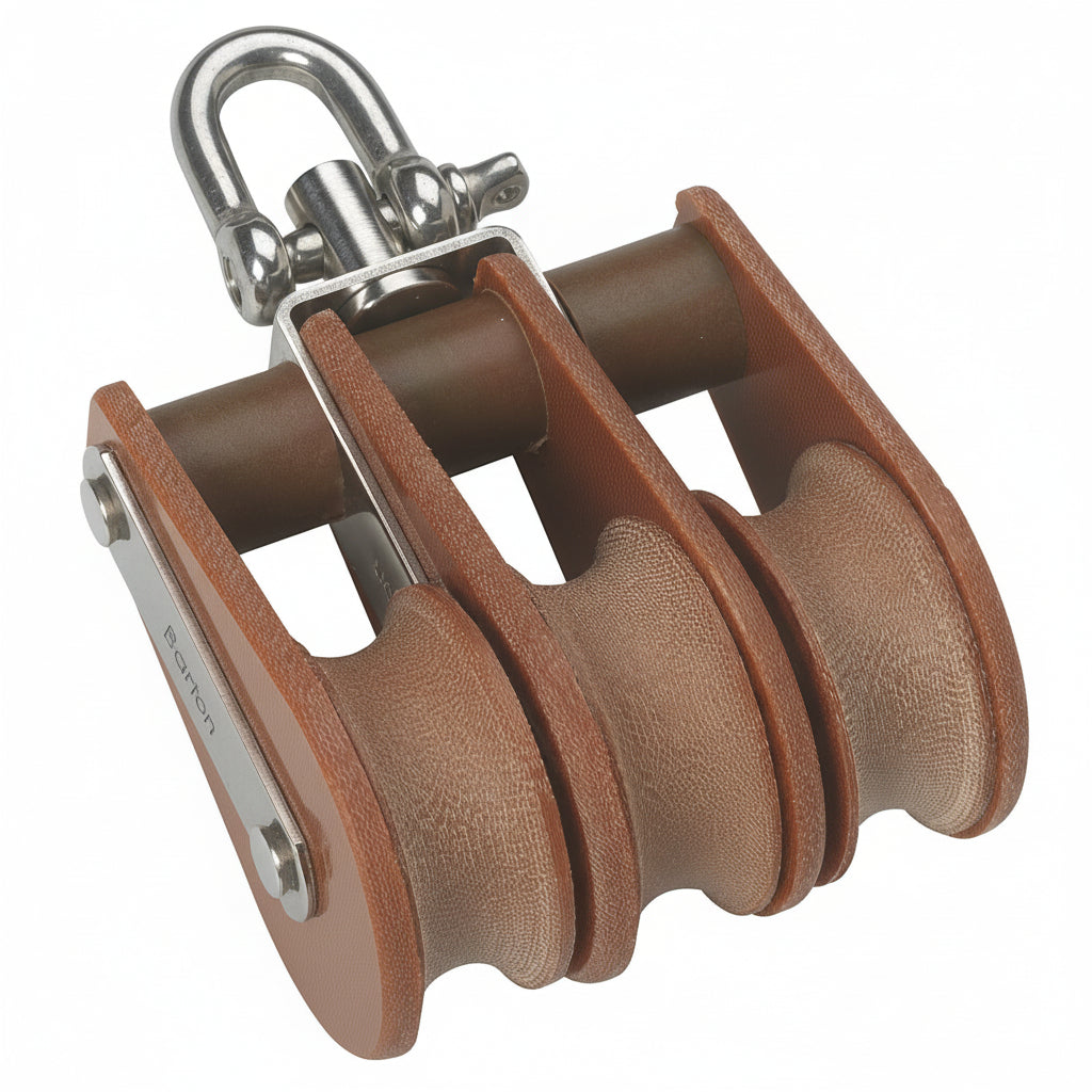 BARTON TUPHblox Dreifachblock mit Wirbelschäkel - Tufnol Segelblock 13mm ohne Unterbügel