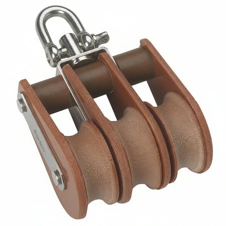 BARTON TUPHblox Dreifachblock mit Wirbelschäkel - Tufnol Segelblock 13mm ohne Unterbügel