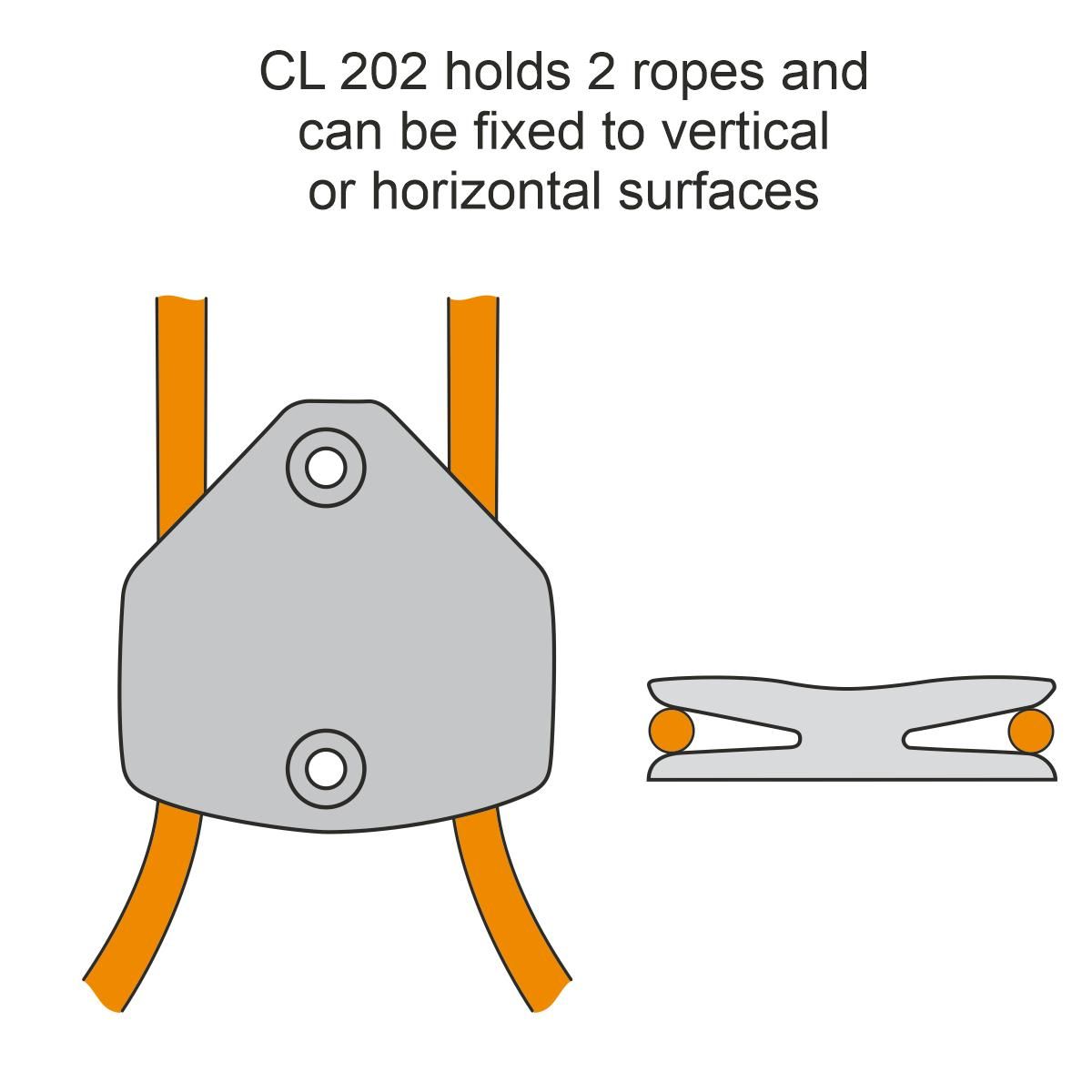 Clamcleat® CL202-SB Horizontal Klemme 6-10 mm - Nylon Tauklemme