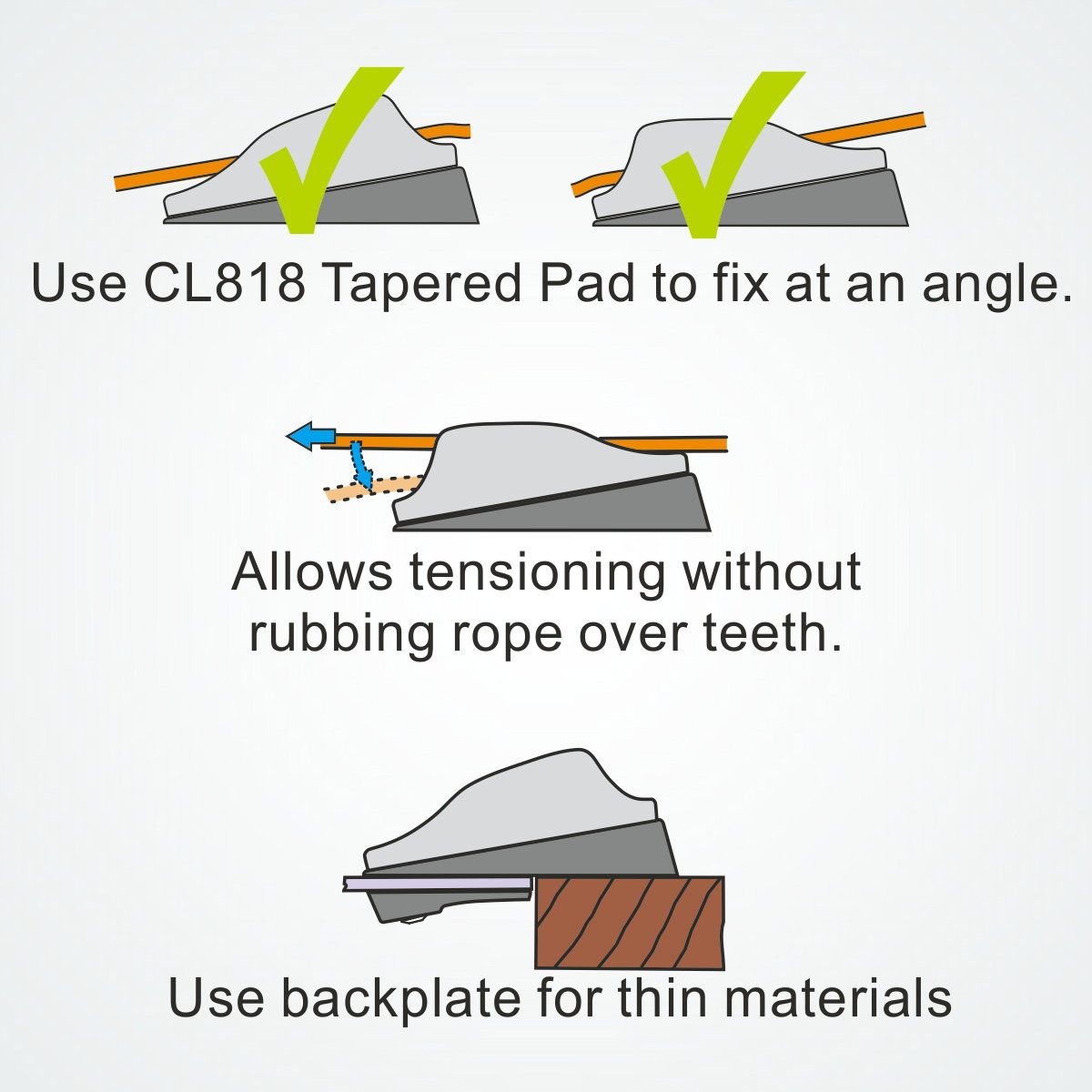 Clamcleat Junior CL203 3-6 mm – Nylon Seilklemme mit Leitöse