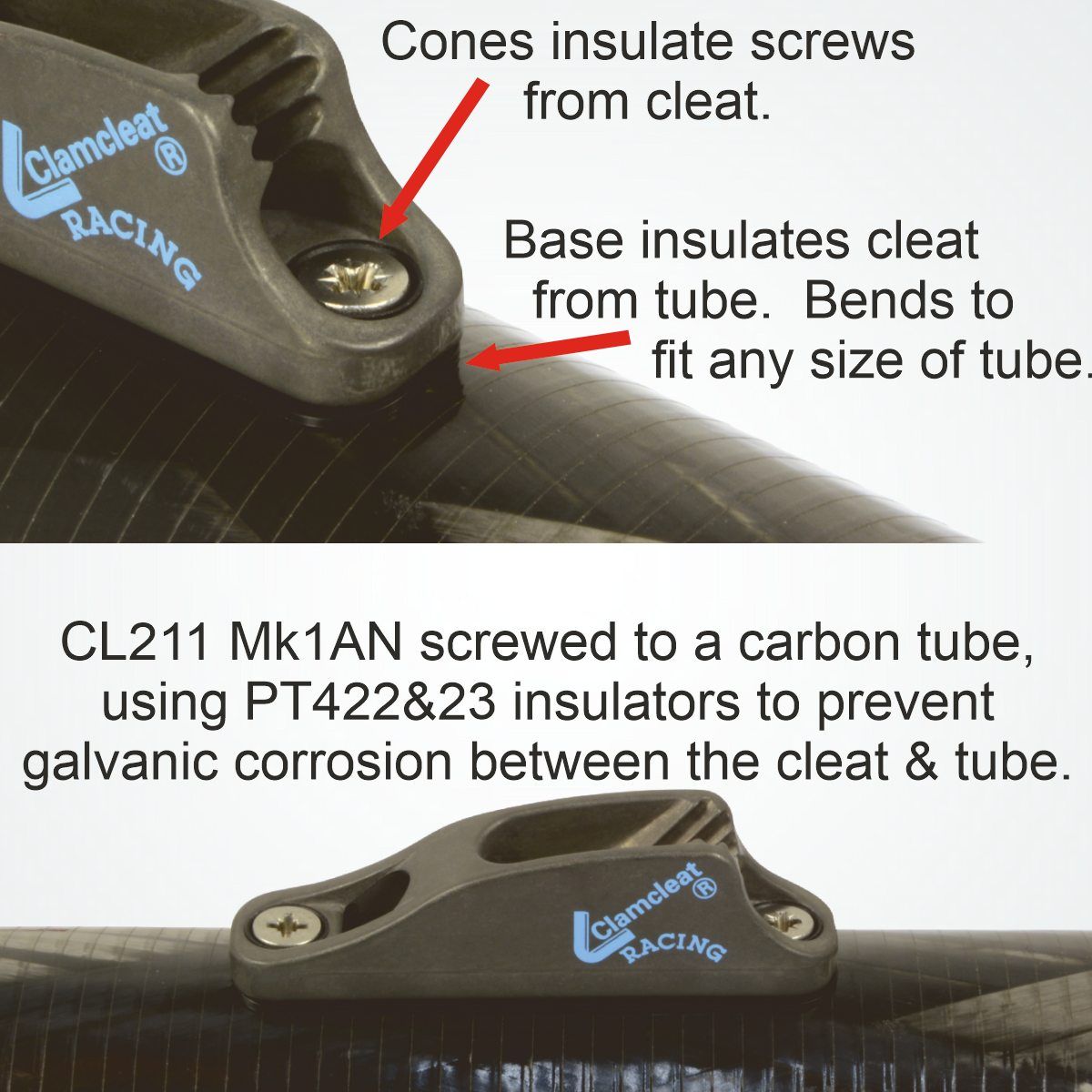 Clamcleat® Klemme Racing Junior MK-1 harteloxiert CL211MKI-AN Alu 3-6mm
