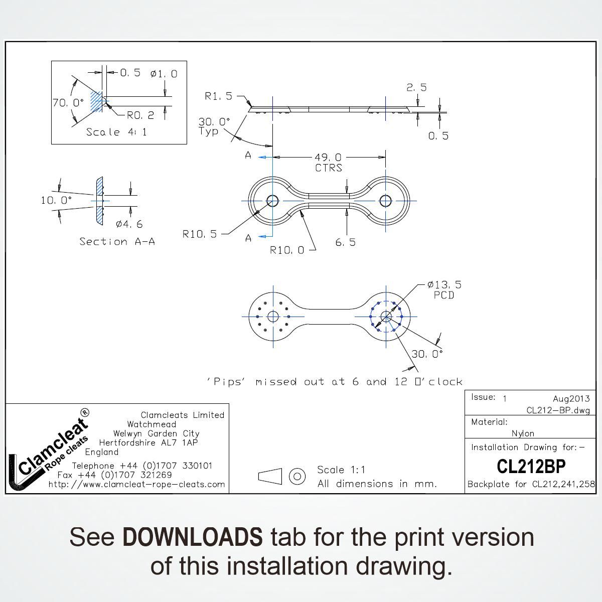 CLAMCLEAT CL212 Achterliekklemme aus Nylon