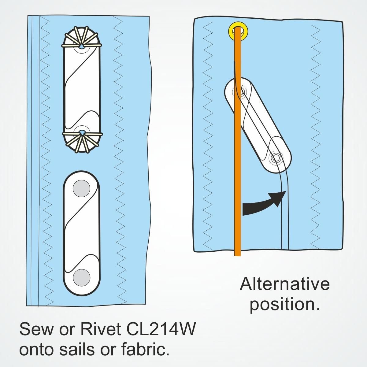 CLAMCLEAT CL214W Fine-Line Liekleinenklemme aus Nylon weiß - 1 Stück