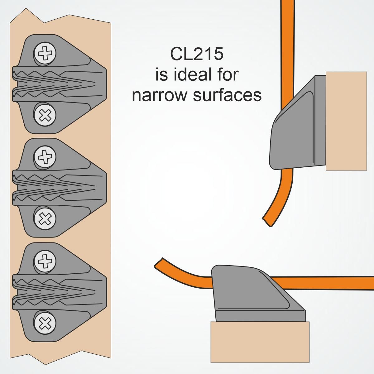Clamcleat® CL215 Midi Seitenbefestigung 4-8 mm - Nylon Tauklemme