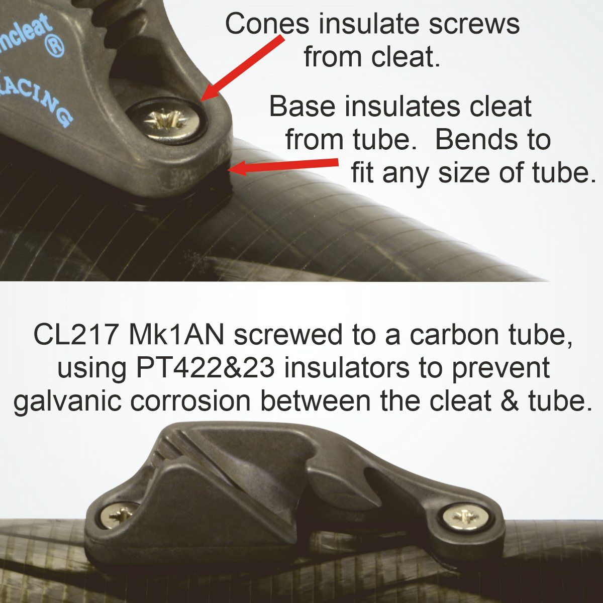 Clamcleat® CL217AN-I Klemme harteloxiert steuerbord Alu 3-6mm