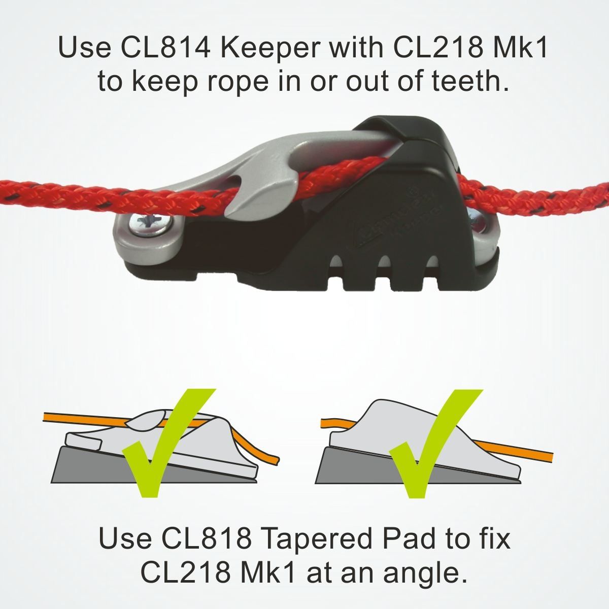 Clamcleat® CL218AN-I Backbord-Klemme 3-6 mm - Harteloxiertes Aluminium Racing Junior Mk1