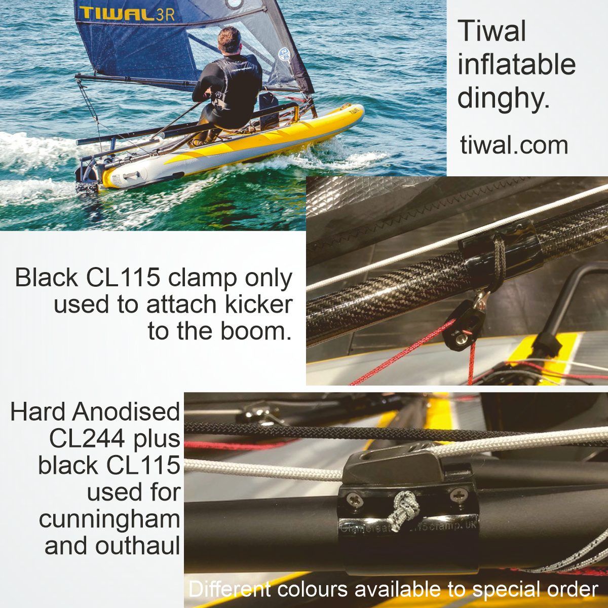 CL244 Baumklemme Windsurfklemme Clamcleat Alu + Nylon 3-6mm