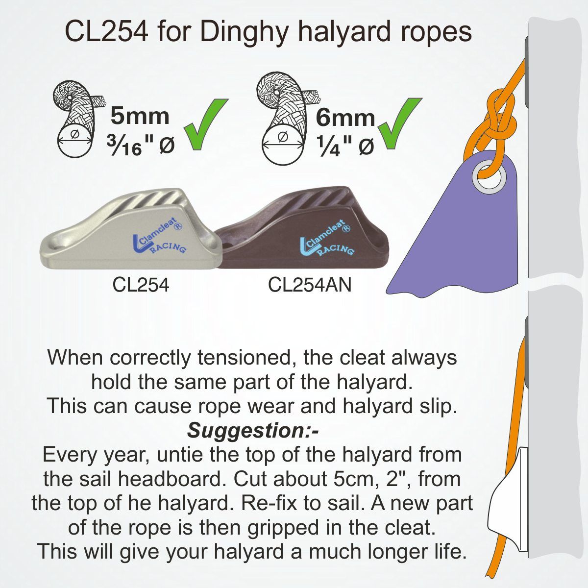 Clamcleat® CL254AN Racing Midi 4-8 mm - Harteloxiertes Aluminium Tauklemme