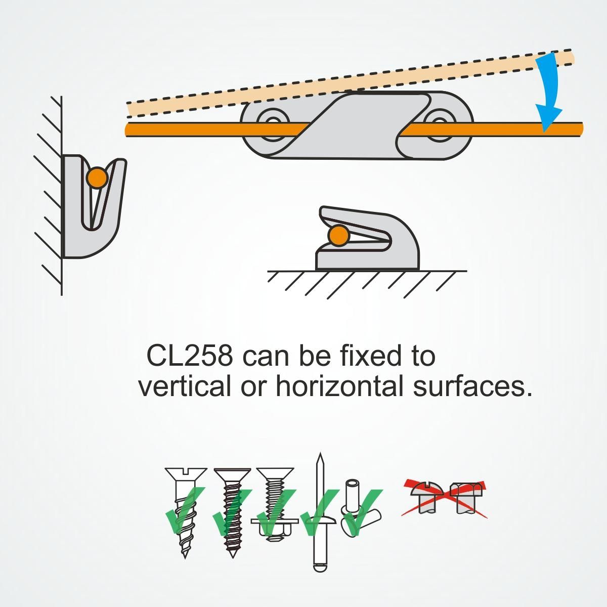 CLAMCLEAT CL258 Racing Fine Line Liekleinenklemme Steuerbord Alu - 1 Stück