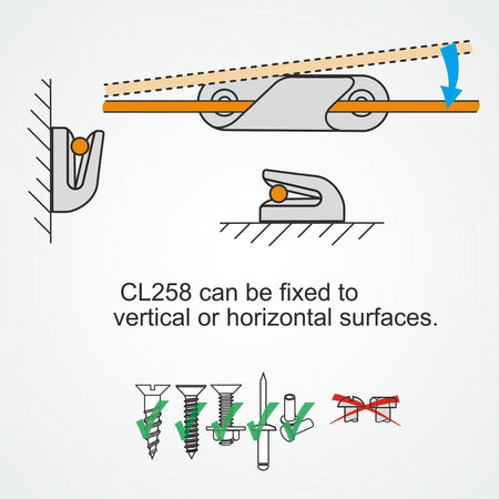 CLAMCLEAT CL258 Racing Fine Line Liekleinenklemme Steuerbord Alu - 1 Stück