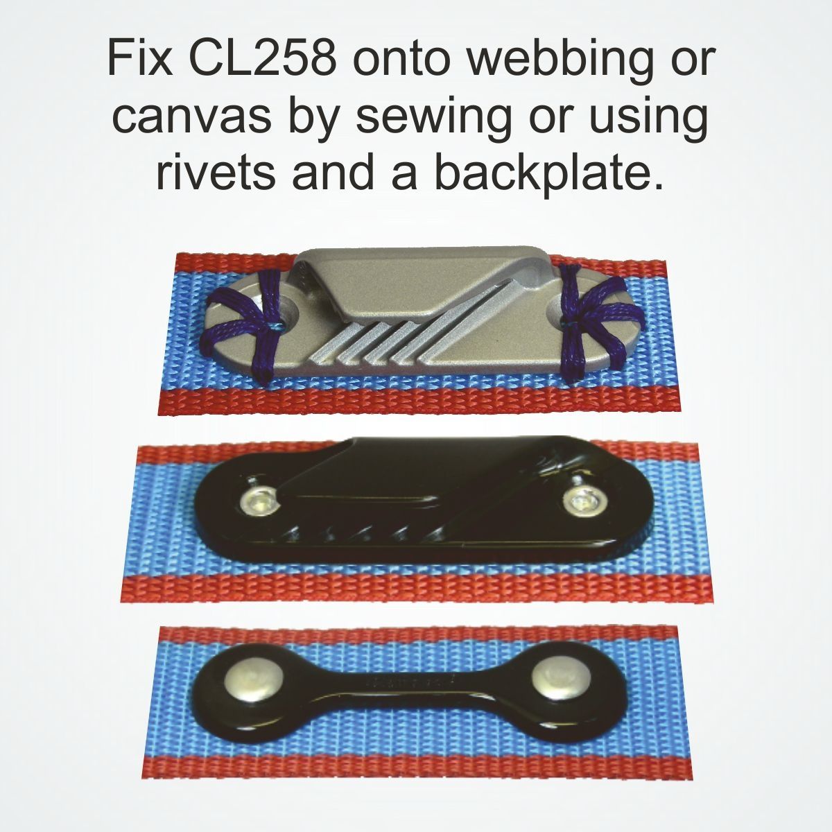 CLAMCLEAT CL258 Racing Fine Line Liekleinenklemme Steuerbord Alu - 1 Stück