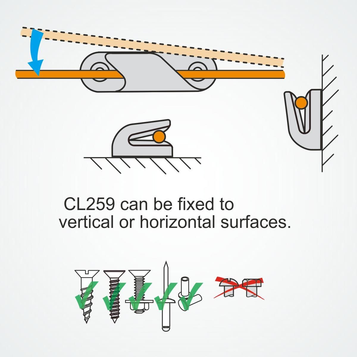 CLAMCLEAT CL259 Racing Fine Line Liekleinenklemme Backbord Alu - 1 Stück