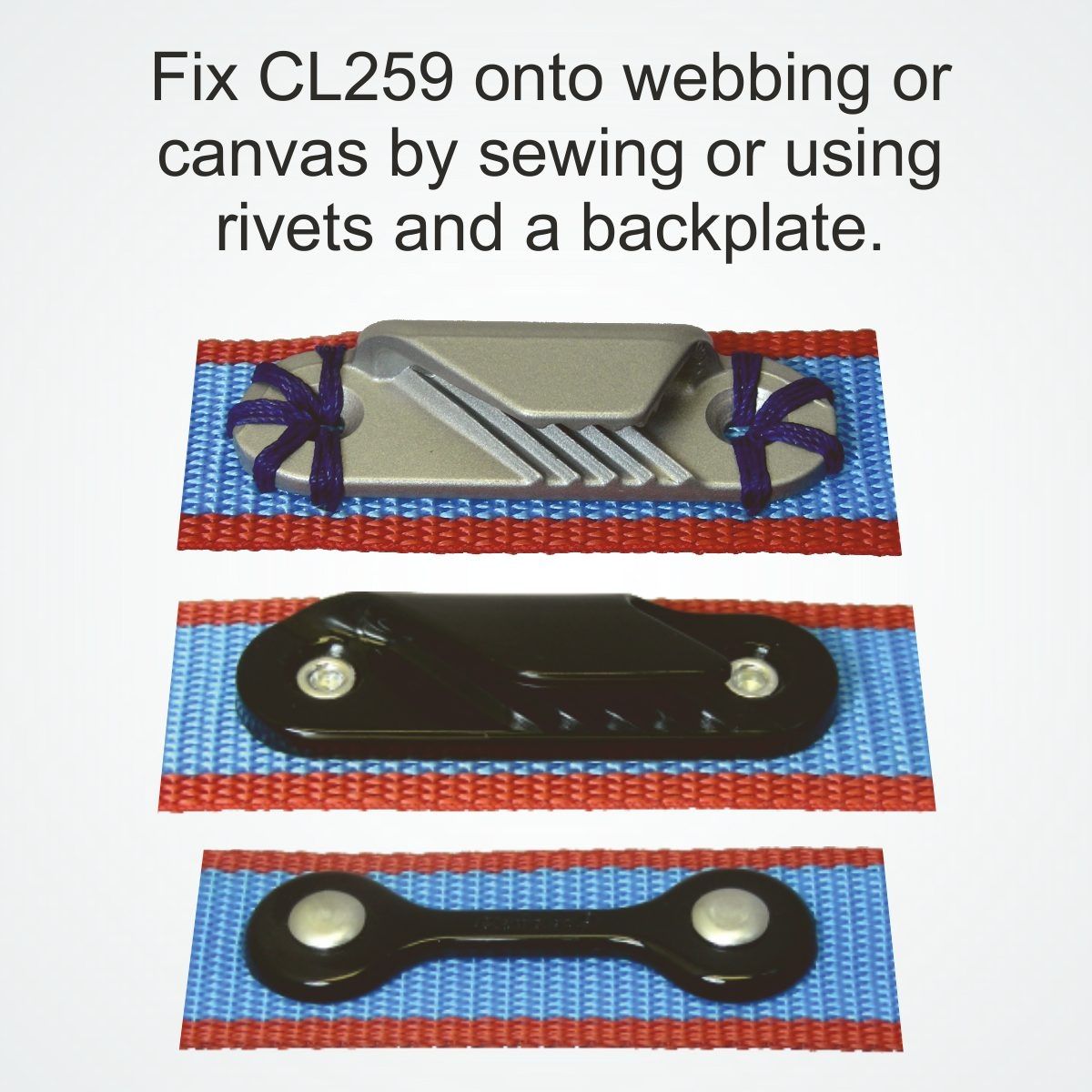 CLAMCLEAT CL259 Racing Fine Line Liekleinenklemme Backbord Alu - 1 Stück