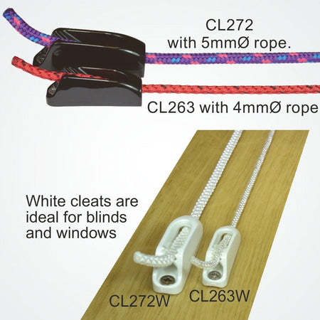 Clamcleat® CL263 Micros – Nylon Klemme mit Leitöse für Tauwerk 1-4 mm
