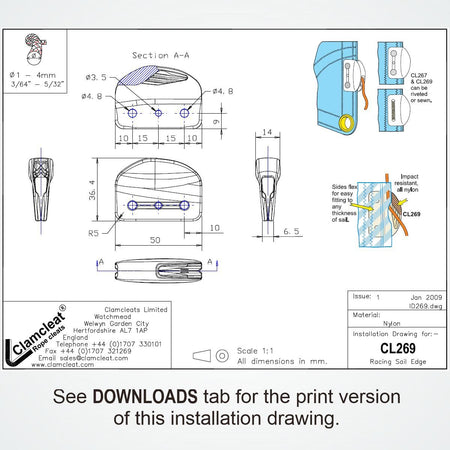 CLAMCLEAT CL267 Micros Liekleinenklemme Nylon mit Aluklemme -