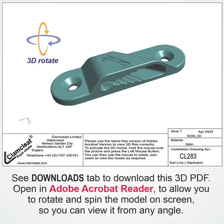 CLAMCLEAT CL281 Sail Line Liekleinenklemme Backbord 1 Stück
