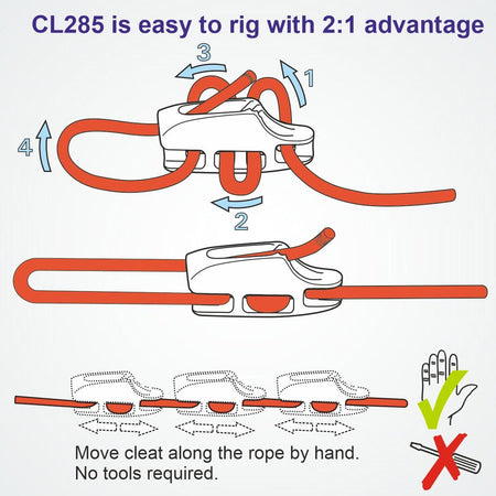CL285 Tauklemme Mk2 Clamcleat Aluminium harteloxiert 4-6mm