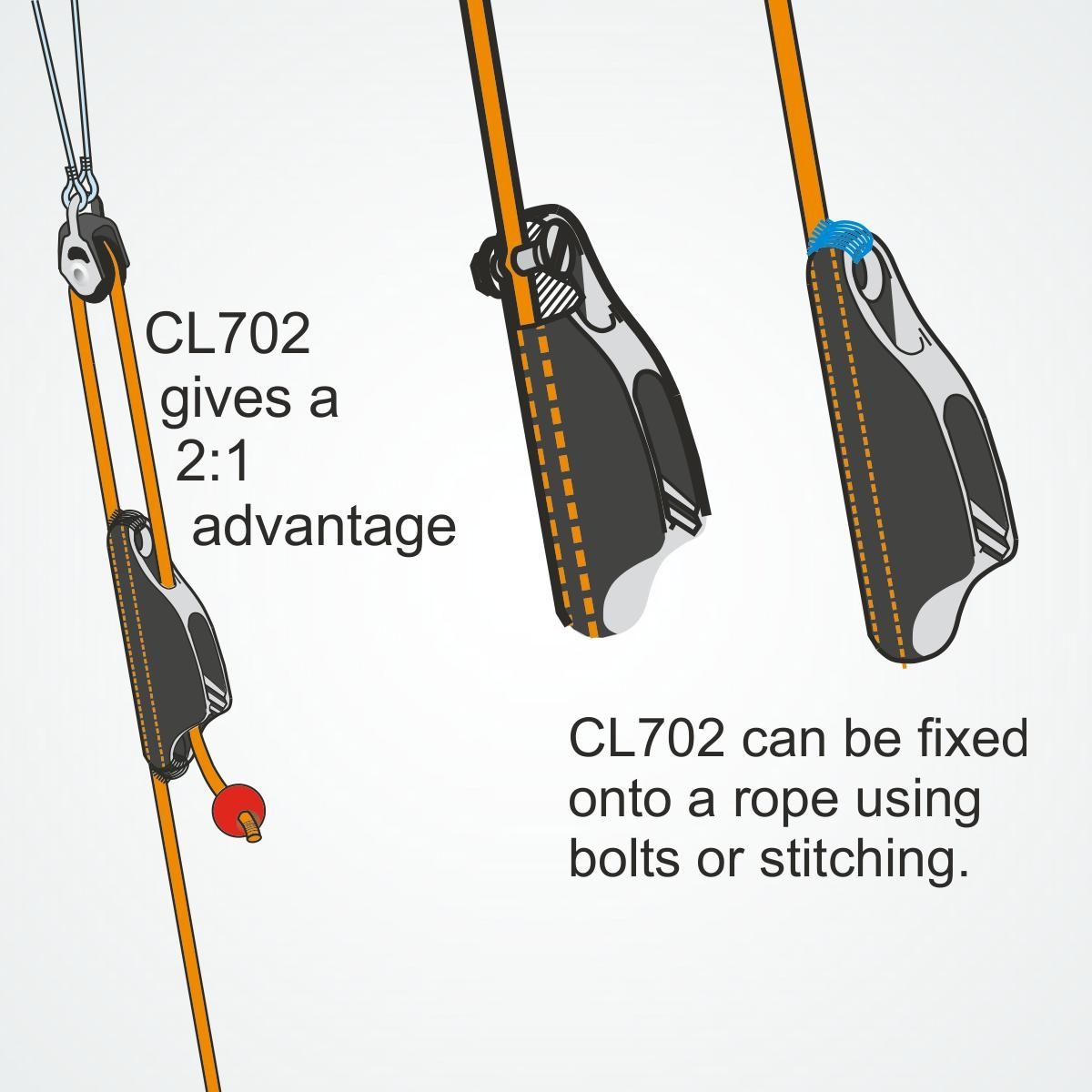 Clamcleat® CL702AN Baumklemme 3-6 mm - Harteloxiertes Aluminium mit Leitöse