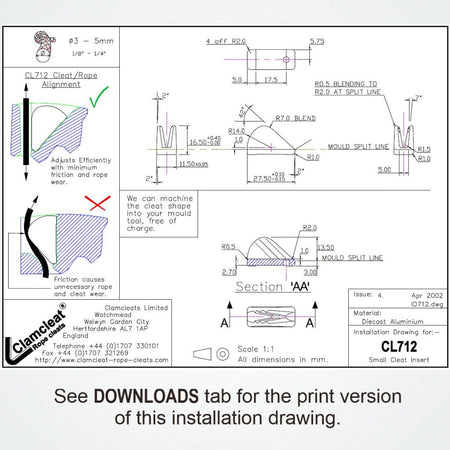Clamcleat® CL712 Mini Gabelbaumklemme – Alu Klemme für Windsurfing 3-5 mm