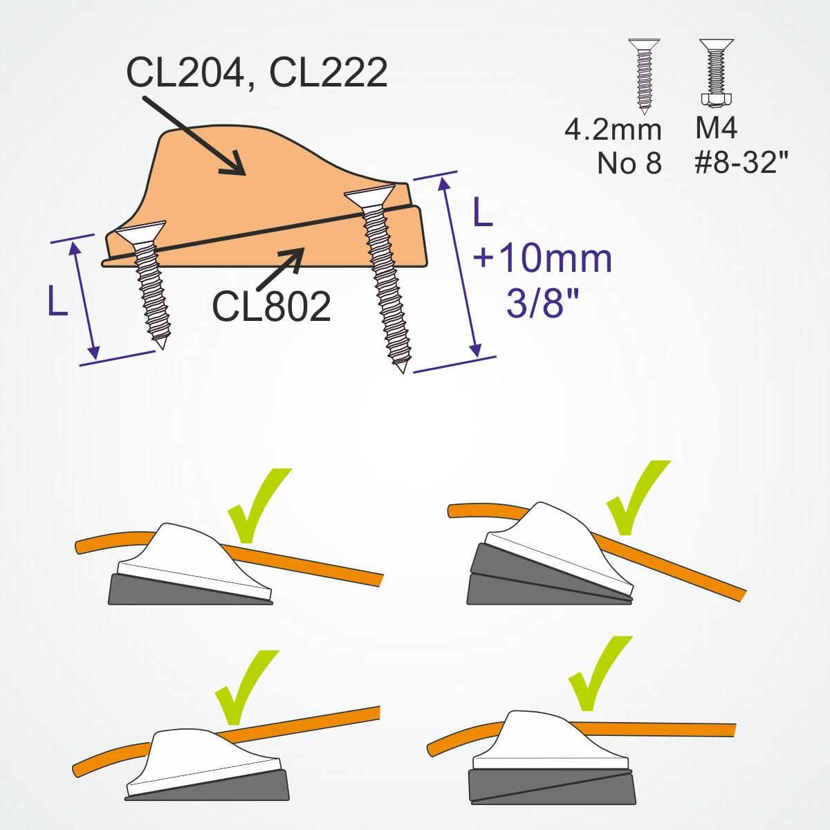 Clamcleat® CL802 Keiluntersatz – Tapered Pad für CL204 und CL222 Klemmen