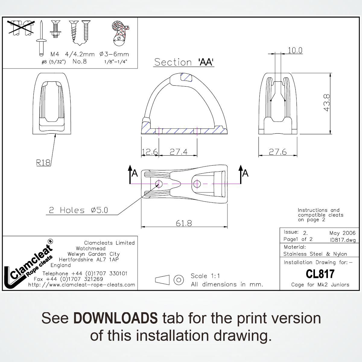 Clamcleat® CL817-SB Cage - Schutzkäfig für CL211-II (benötigt Keeper CL815)