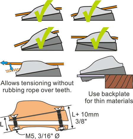 Clamcleat® CL818-SB Schrägsockel mit Gegenplatte - PP Tapered Pad für CL203 & Mk1 Juniors