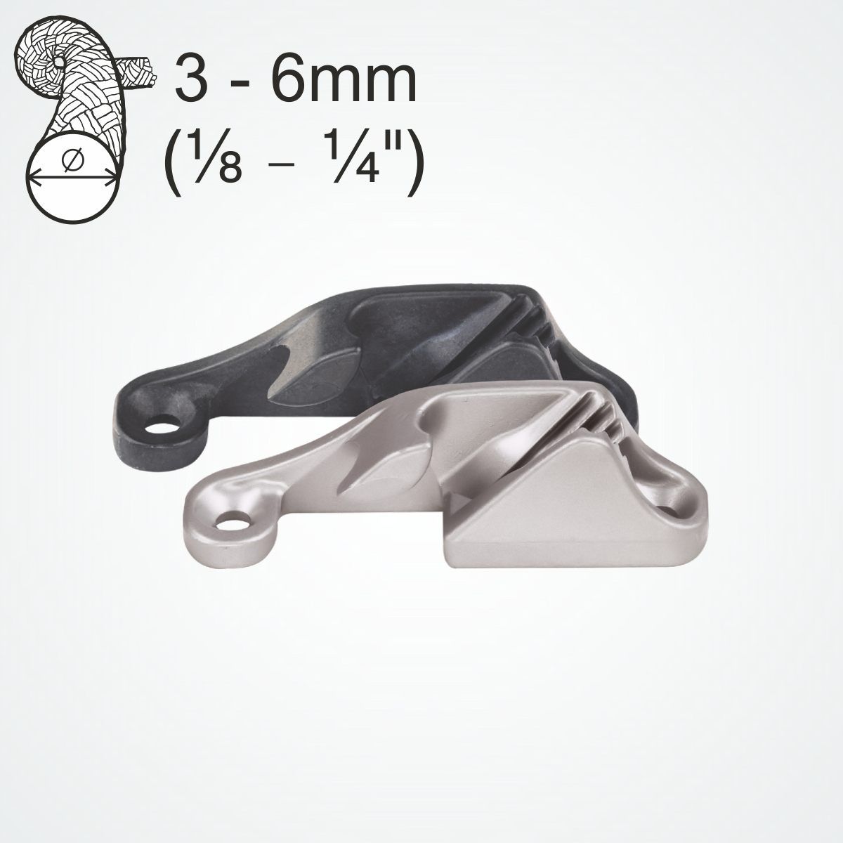 Clamcleat® CL218-I Backbord-Klemme 3-6 mm - Aluminium Racing Junior Mk1