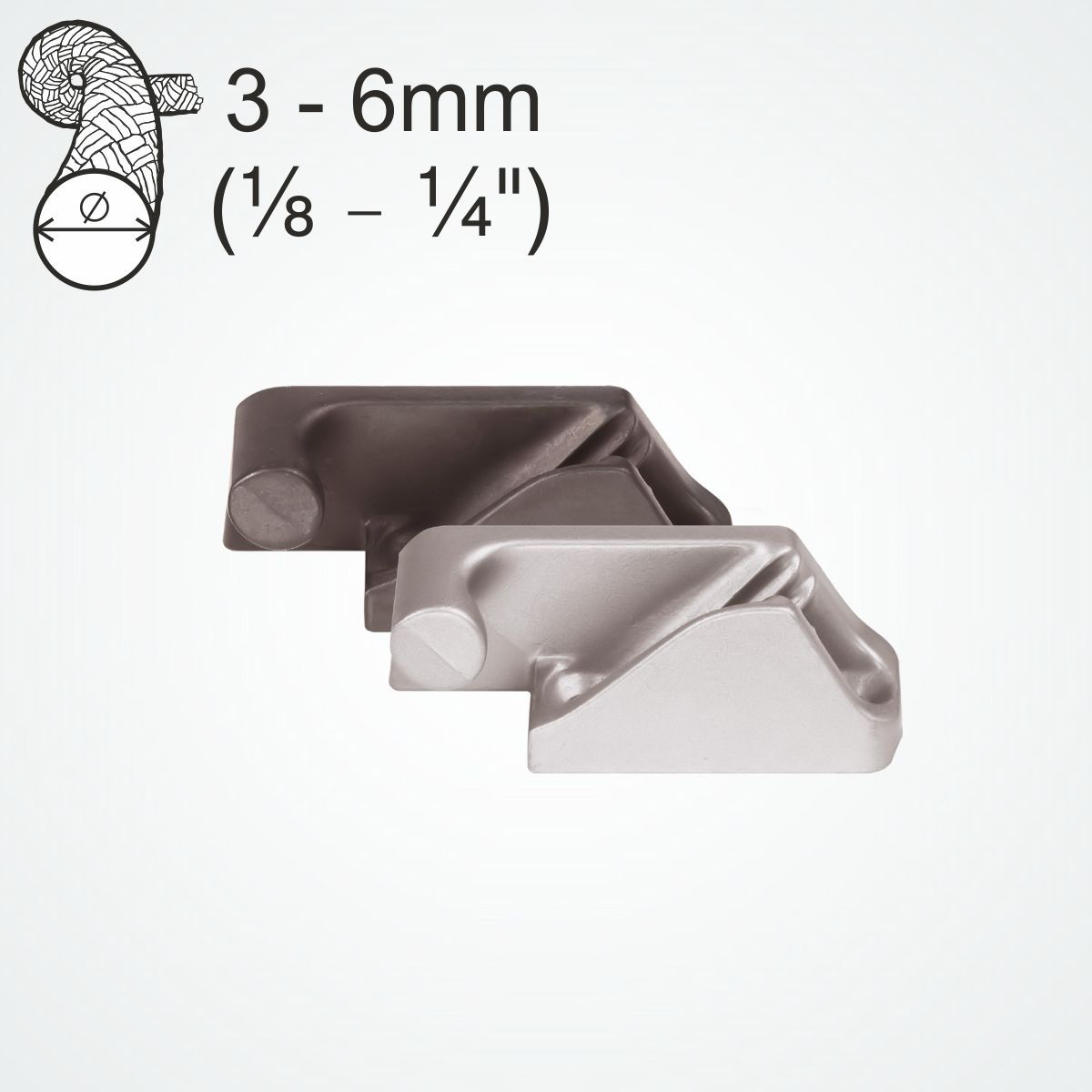 Clamcleat® CL218AN-II Backbord-Klemme 3-6 mm - Harteloxiertes Aluminium Racing Junior Mk2