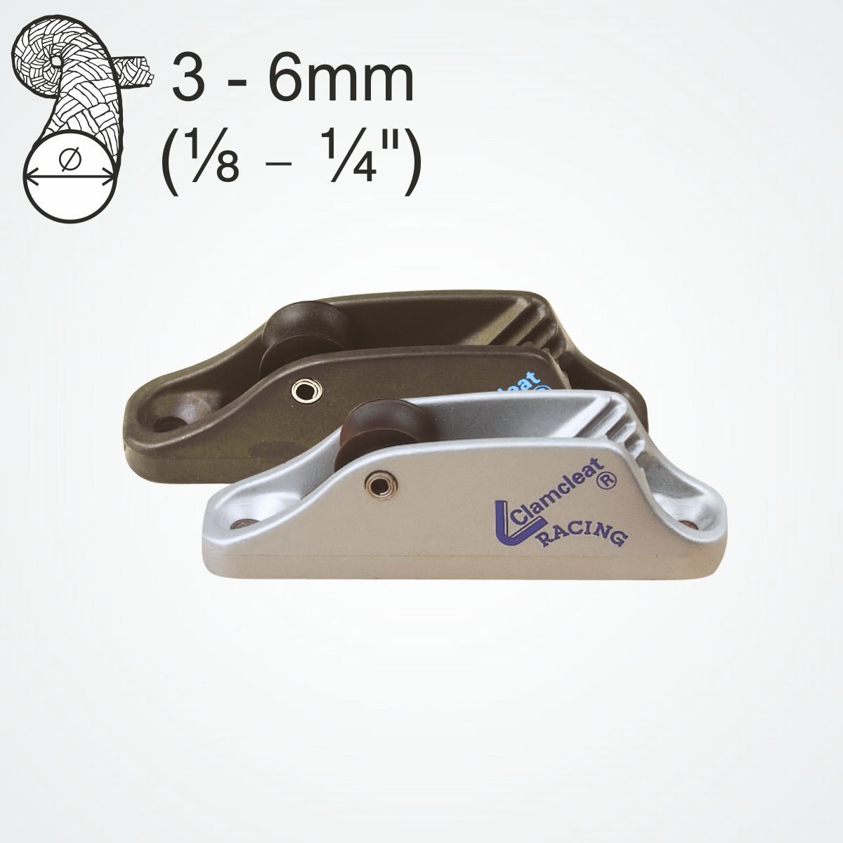 Clamcleat® CL236AN Oberrolle 3-6 mm - Harteloxiertes Aluminium Tauklemme