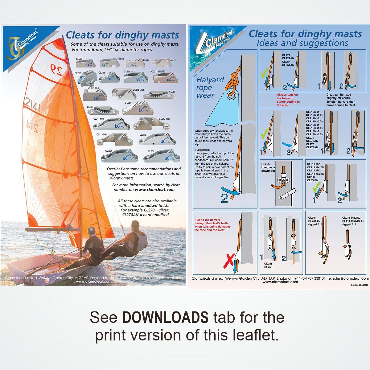 Clamcleat® CL255AN Omega Klemme harteloxiert Alu 3-6mm