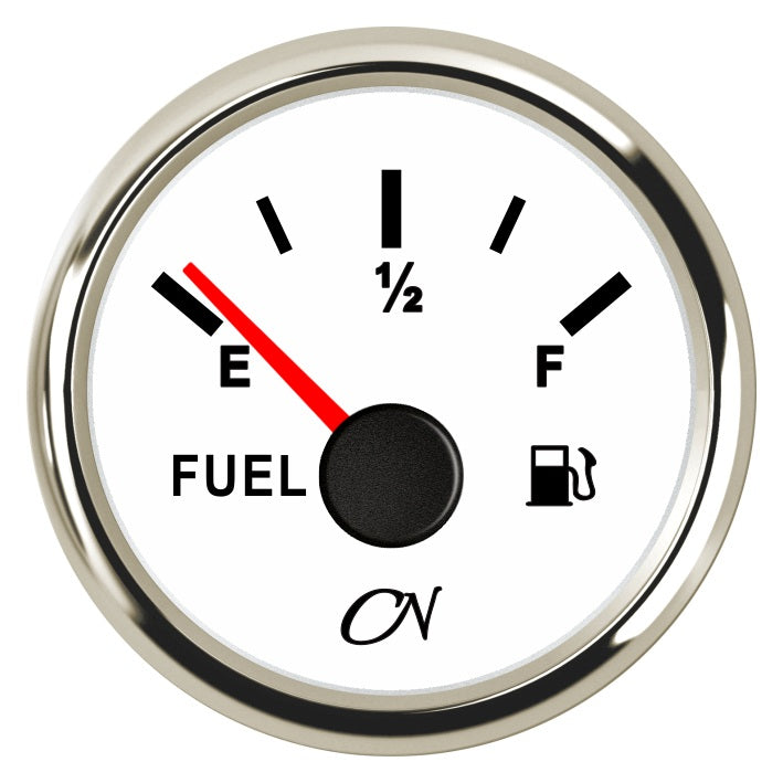 CN Kraftstofftank-Anzeige analog 57mm 12/24V 240-33 Ohm - Schwarz Weiß Chrom weiß