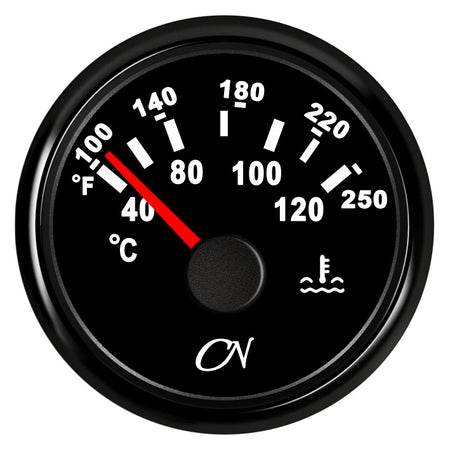 CN Kühlwassertemperatur-Anzeige analog 57mm 12/24V 40-120°C - Schwarz Weiß Chrom