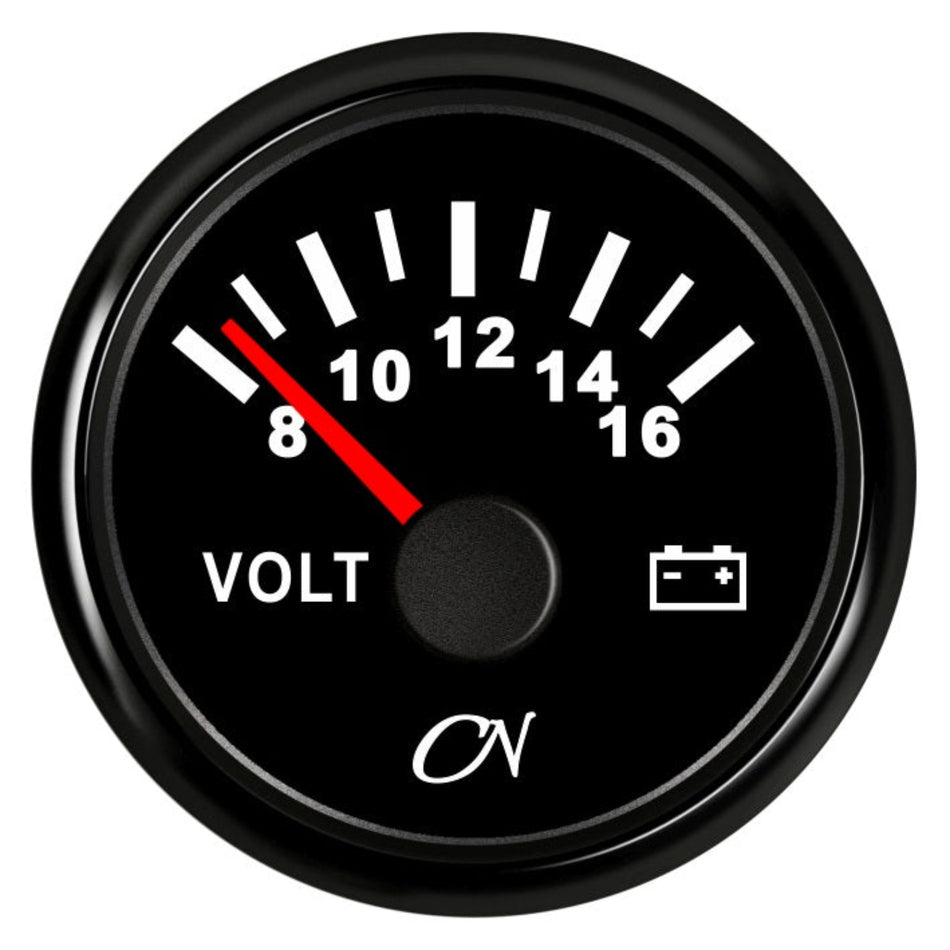 CN Voltmeter-Anzeige analog 12V 57mm 8-16V - Schwarz Weiß Chrom schwarz