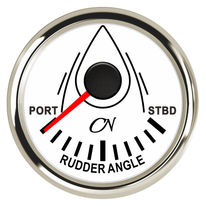 CN Ruderlage-Anzeige analog 57mm 12/24V Hoch/Runter - Schwarz Weiß Chrom weiß