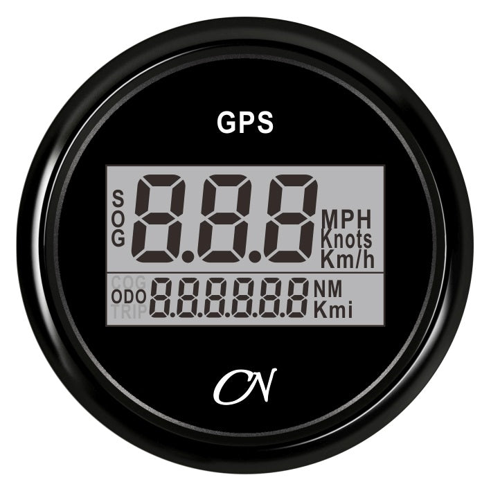 CN GPS-Tacho digital 57mm 12/24V mit GPS-Empfänger - Schwarz Weiß Chrom schwarz