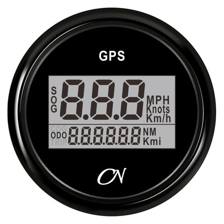 CN GPS-Tacho digital 57mm 12/24V mit GPS-Empfänger - Schwarz Weiß Chrom schwarz