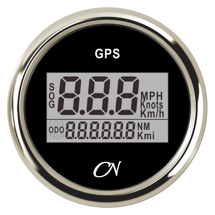 CN GPS-Tacho digital 57mm 12/24V mit GPS-Empfänger - Schwarz Weiß Chrom schwarz chrom