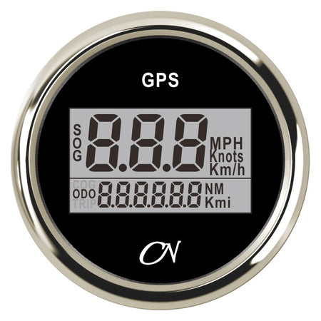 CN GPS-Tacho digital 57mm 12/24V mit GPS-Empfänger - Schwarz Weiß Chrom schwarz chrom