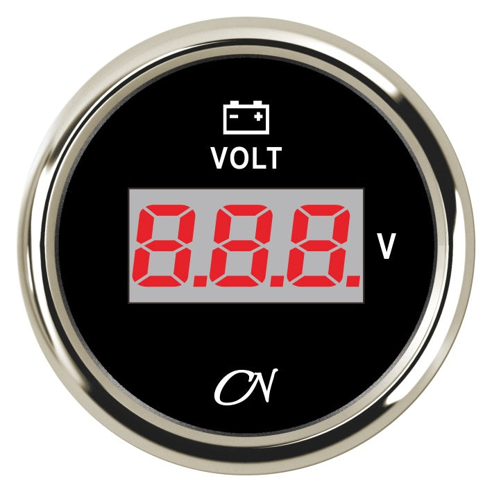 CN Voltmeter-Anzeige digital 57mm 12/24V 9-32V - Schwarz Weiß Chrom schwarz chrom