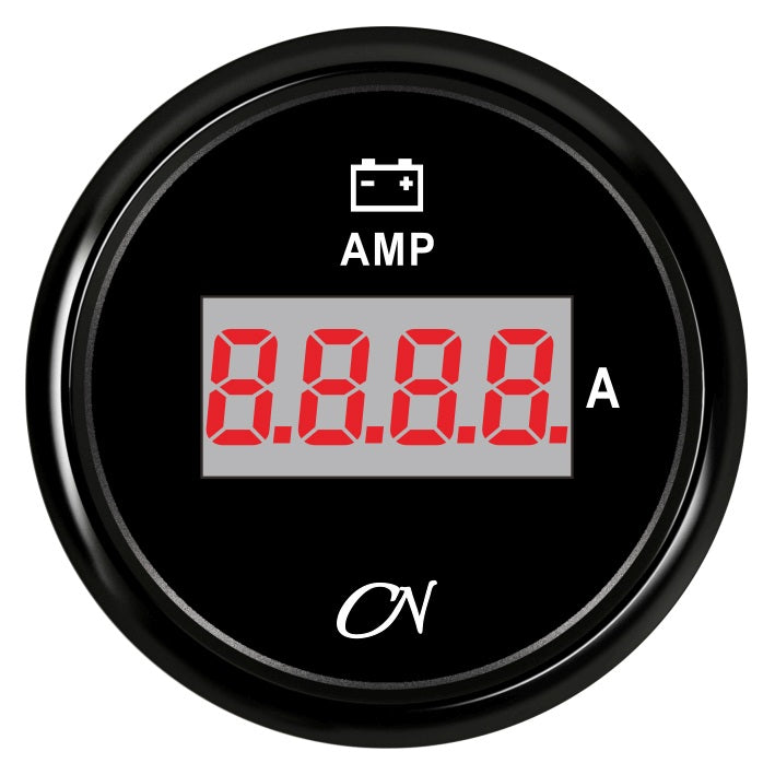 CN Amperemeter-Anzeige digital 57mm 12/24V max. 80A - Schwarz Weiß Chrom schwarz