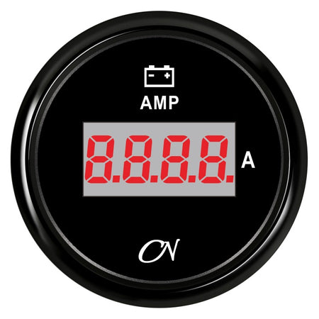 CN Amperemeter-Anzeige digital 57mm 12/24V max. 80A - Schwarz Weiß Chrom schwarz