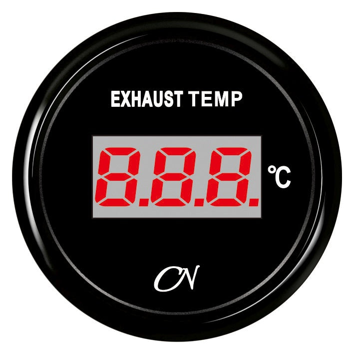 CN Abgastemperatur-Anzeige digital 57mm 12/24V 200-800°C - Schwarz Weiß Chrom schwarz